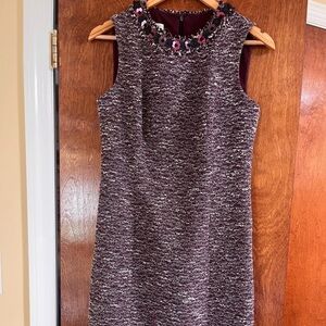 Teri Jon Textured Purple Sleeveless Midi Dress